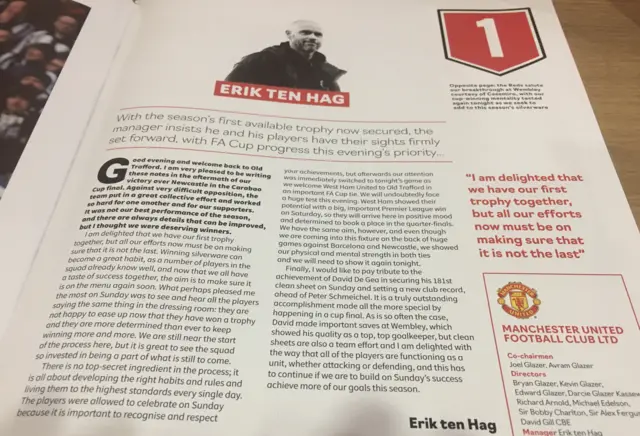 Erik ten Hag in the programme