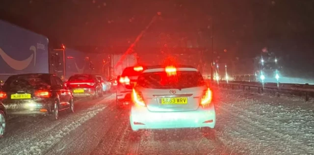 Stationary cars on M62