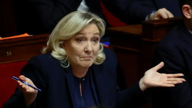 Marine Le Pen, member of parliament and president of the French far-right National Rally (Rassemblement National - RN)