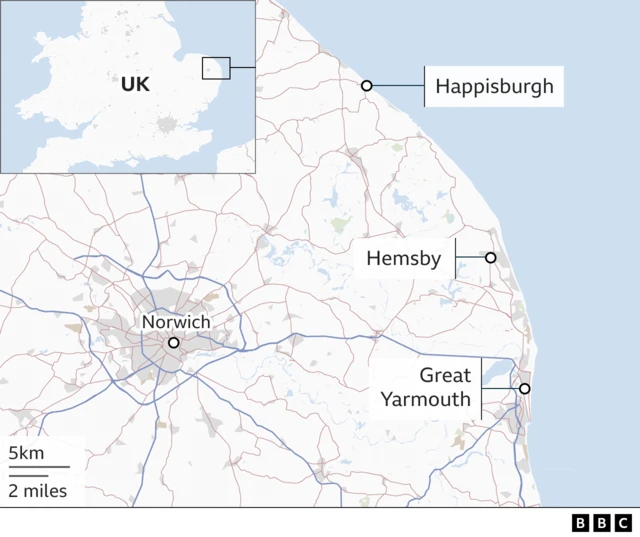 Map showing Hemsby