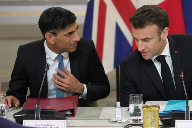 Rishi Sunak and Emmanuel Macron meet in Paris