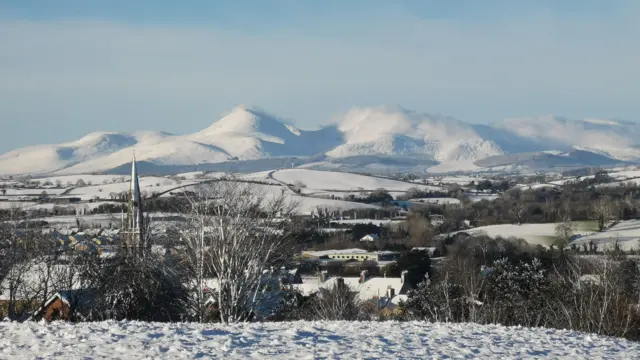 Snow in Downpatrick in Newry, Mourne And Down, in Northern Ireland