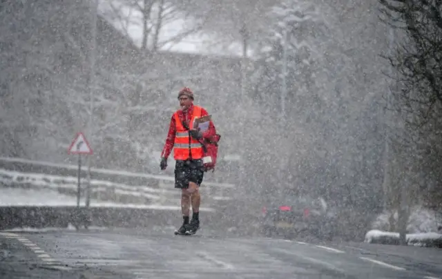 Postie in Oldham snow