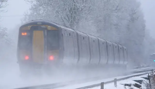 Train in snow