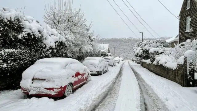 A view of the Loxley area of Sheffield after heavy snow overnight