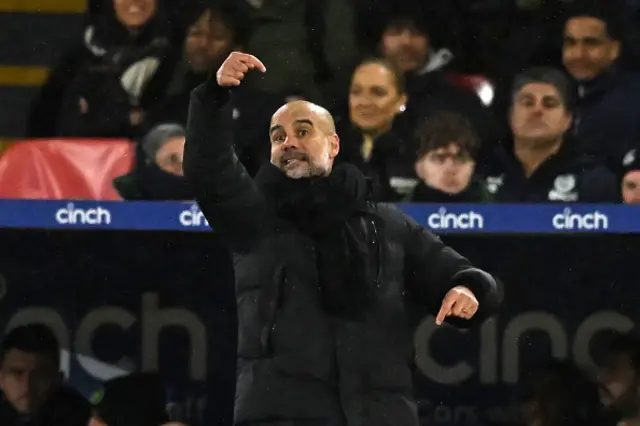 Pep shouting from the touchline