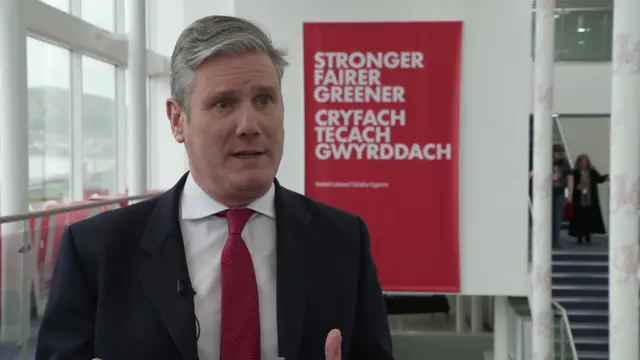 Sir Keir Starmer speaks to a camera