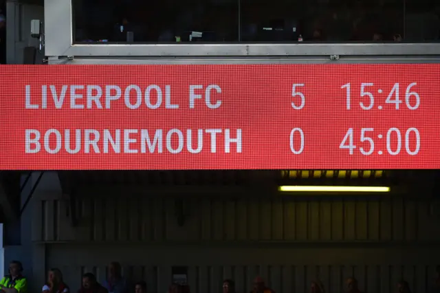 Scoreboard at Liverpool