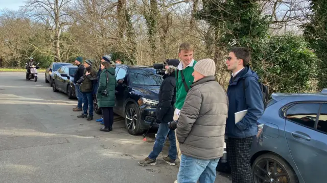 Journalists gather outside Gary Lineker's house