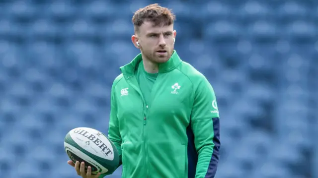 Ireland's Hugo Keenan during a Guinness Six Nations match between Scotland and Ireland at BT Murrayfield