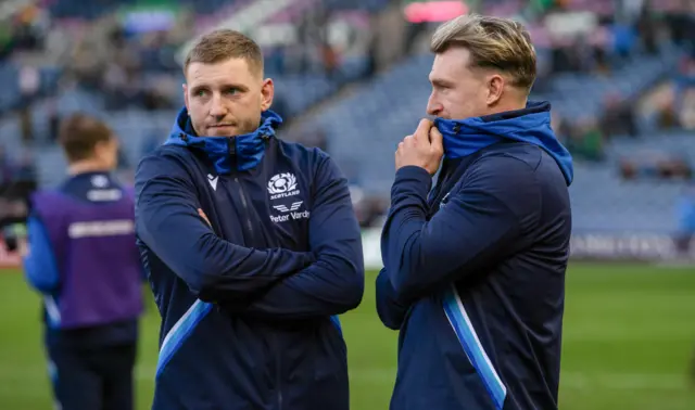 Finn Russell and Stuart Hogg at full-time