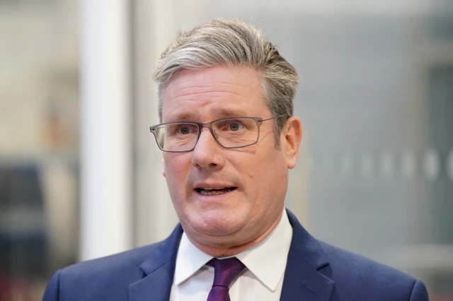 Sir Keir Starmer during a tour of production facilities of the fuel cell manufacturer, Ceres Power, in Surrey