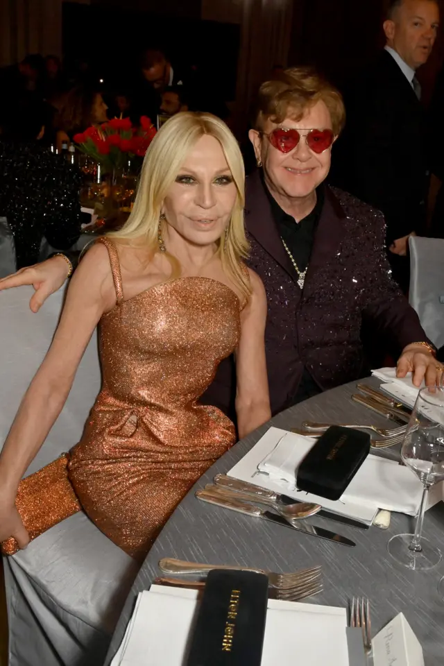 Donatella Versace and Elton John