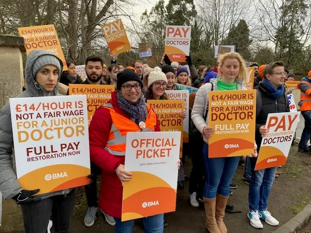 Striking junior doctors on picket line