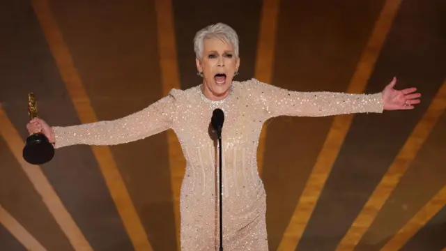 Jamie Lee Curtis wins the Oscar for Best Supporting Actress for "Everything Everywhere All at Once"