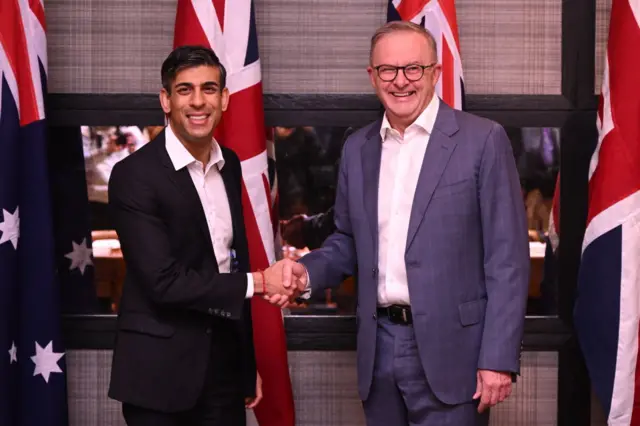 UK Prime Minister Rishi Sunak with Australian Prime Minister Anthony Albanese