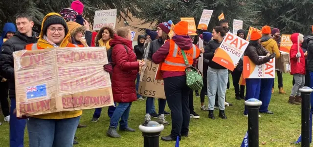 The picket line at Leicester infirmary, 13 March 2023