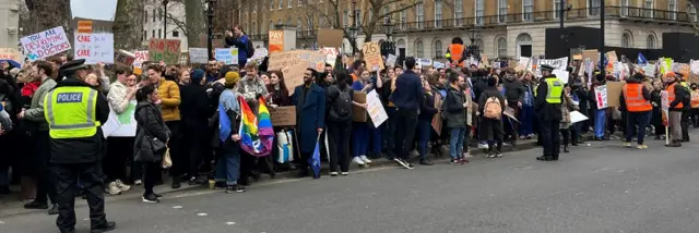 Striking doctors gather in Whitehall