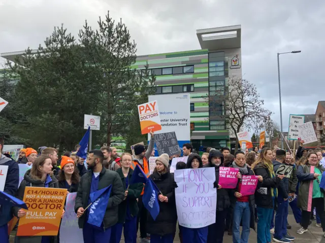 Doctors picketing outside in Manchester