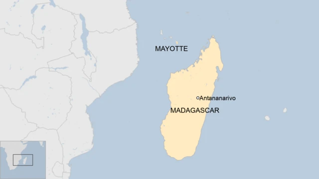 A map showing Madagascar