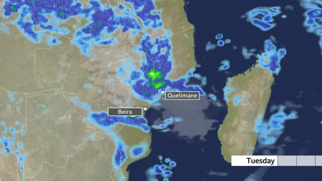 A graphic illustration of the storm and rain in the region.