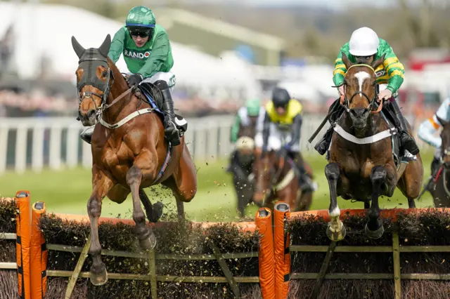 Aidan Coleman on Jonbon (right) and Paul Townend on El Fabiolo (left)