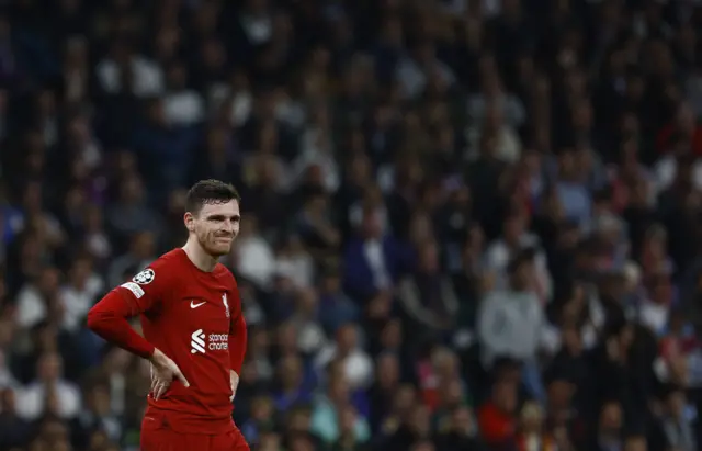 Andy Robertson looks frustrated