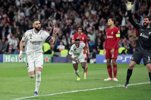 Karim Benzema celebrates scoring