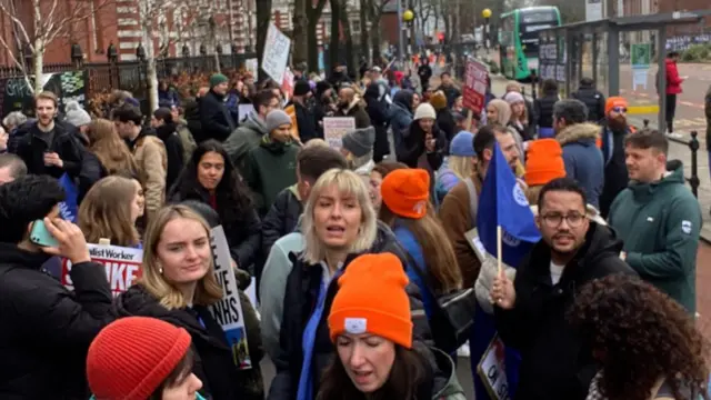 Doctors gathered in the centre of Manchester