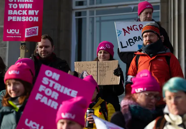 University workers on strike in Leeds