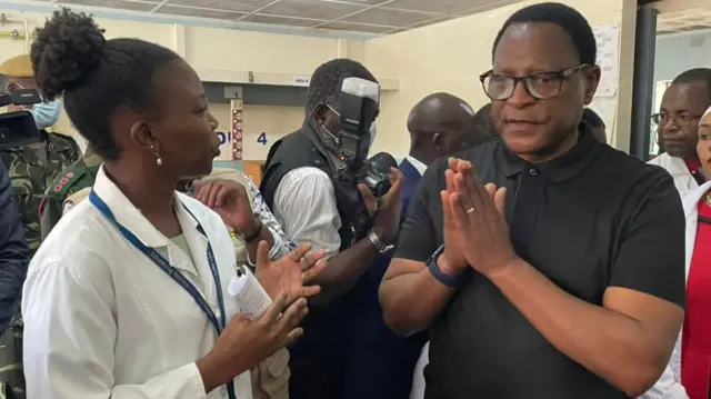 President Lazarus Chakwera at Queen Elizabeth Central Hospital