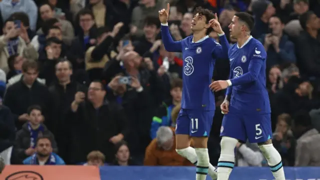 Joao Felix celebrates his goal against Everton