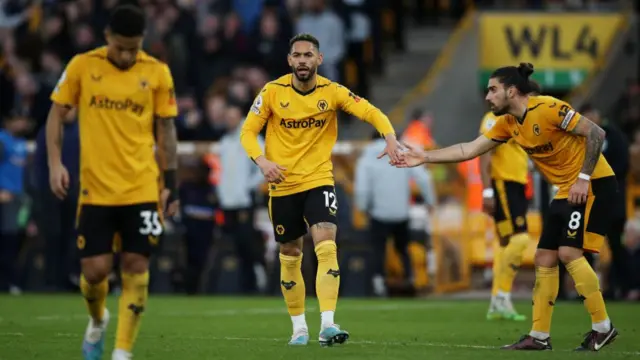 Matheus Cunha celebrates his goal for Wolves