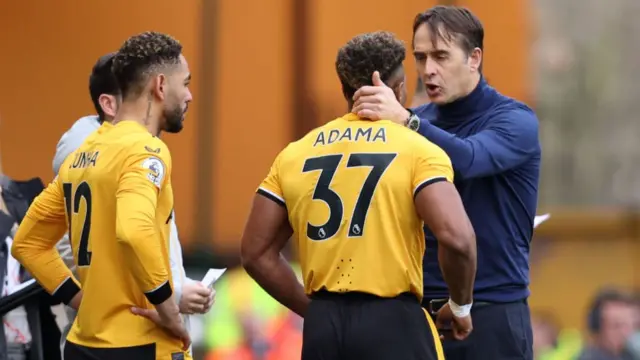 Adama Traore and Matheus Cunha come on for Wolves