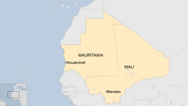 A map of Mauritania and Mali