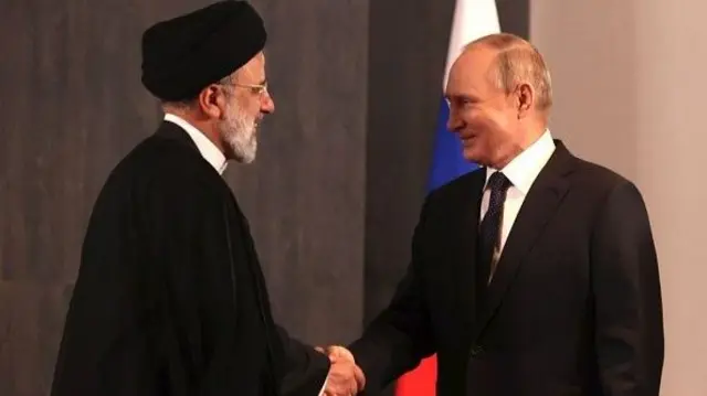 Russian President Vladimir Putin and Iranian President Ebrahim Reisi  in Samarkand, Uzbekistan on September 15, 2022.