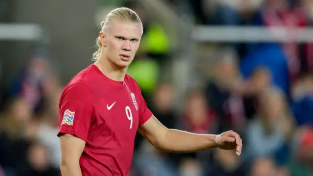 Erling Haaland playing for Norway