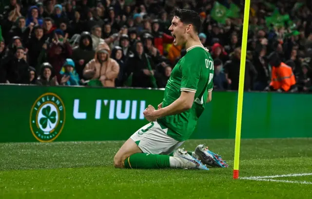 Callum O'Dowda celebrates scoring for the Republic of Ireland