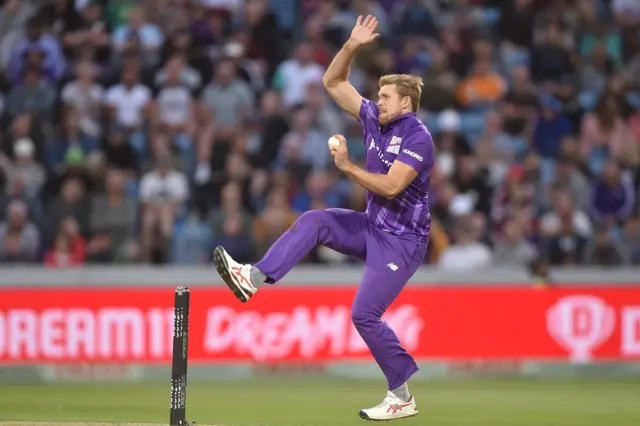 David Willey bowls for Northern Superchargers in the 2022 Hundred