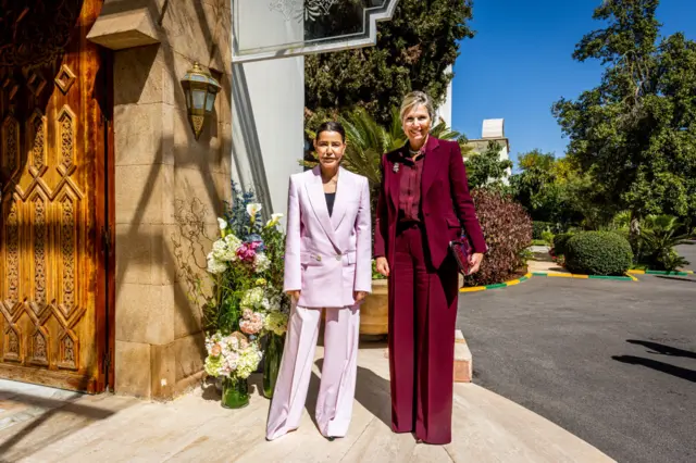 Princess Lalla Meryem of Morocco alongside Queen Maxima of The Netherlands