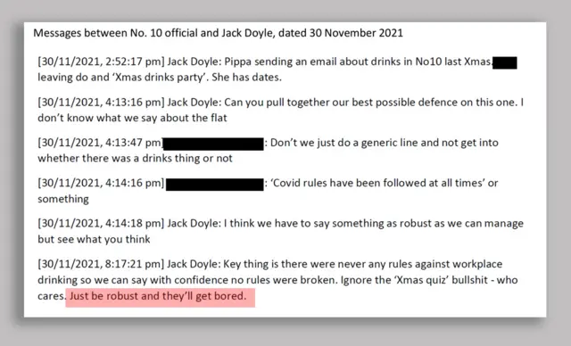 Extract from messages between Jack Doyle and No 10 official