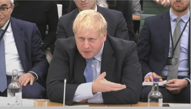 Boris Johnson at the committee hearing