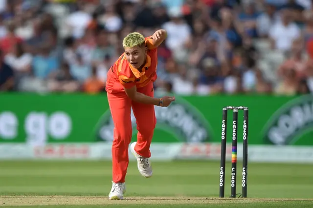 Birmingham Phoenix's Issy Wong bowls in the 2022 Hundred