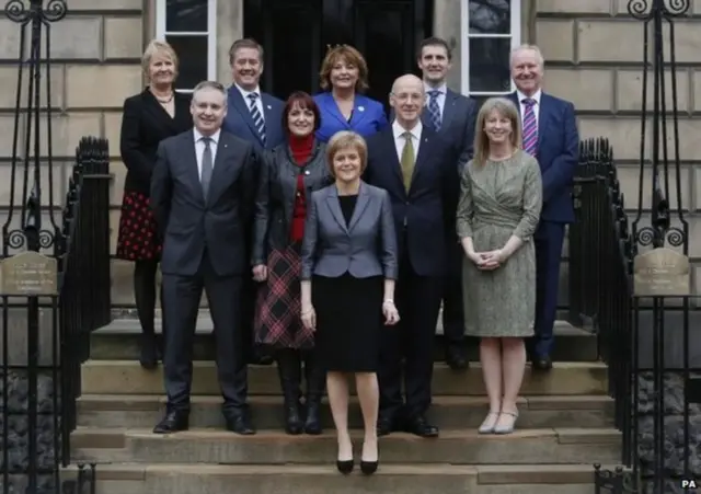 Nicola Sturgeon unveiled her cabinet on the steps of Bute House in 2014