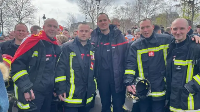 Christophe Marin and his firefighting colleagues