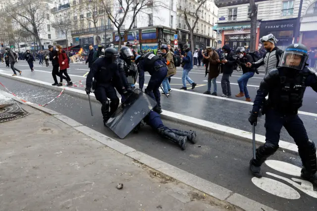 Scuffles in Paris