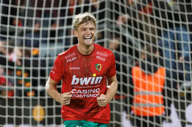 Cameron McGeehan celebrates scoring a goal