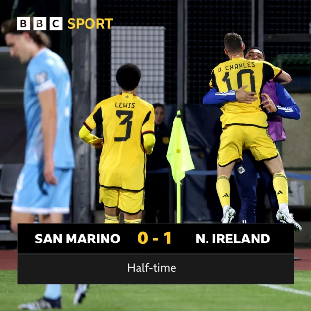 Dion Charles celebrates opening the scoring for Northern Ireland