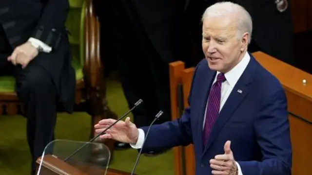 U.S. President Joe Biden addresses the Canadian Parliament in Ottawa,