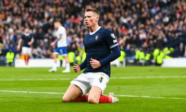 Scott McTominay celebrates scoring for Scotland against Cyprus